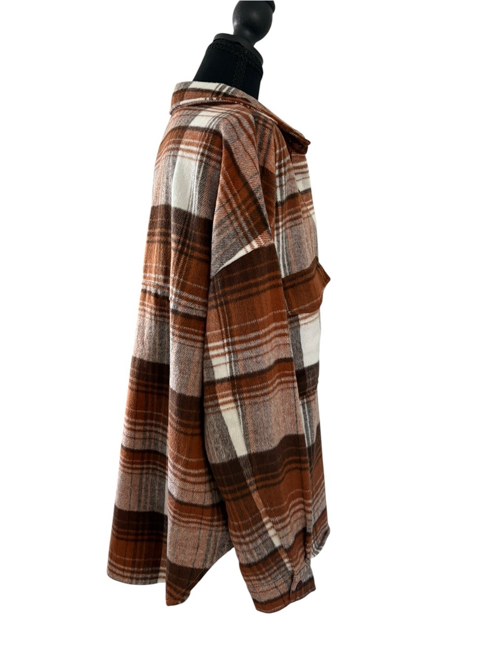 12th Tribe Brown Cream Plaid Utility Jacket - Picture 3 of 10